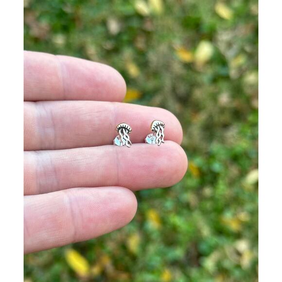 Bronze Jellyfish Post Earrings, Realistic Jellyfish Post Earrings - Picture 2 of 5